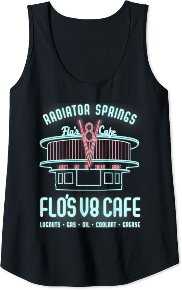 Disney Pixar Cars Flo's V8 Cafe Poster Tank Top | Amazon (US)