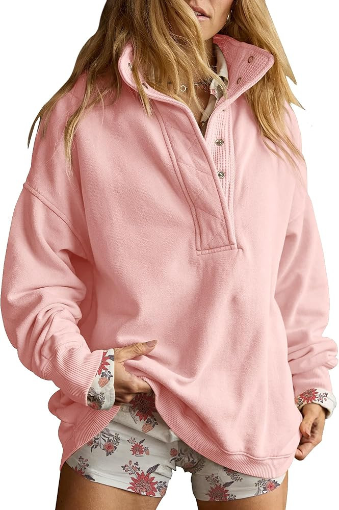 Gacaky Sweatshirt for Women Oversized Casual Long Sleeve Button Henley Neck Pullover Tops Fashion... | Amazon (US)