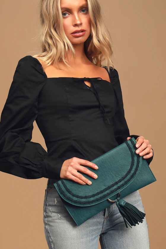 A Stitch In Time Teal Blue Tassel Clutch | Lulus (US)