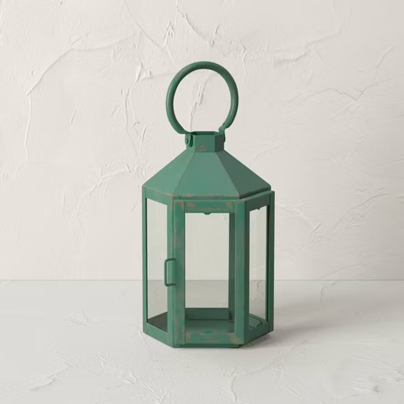 Iron/Glass Outdoor Lantern Candle Holder Green - Opalhouse™ designed with Jungalow™ | Target