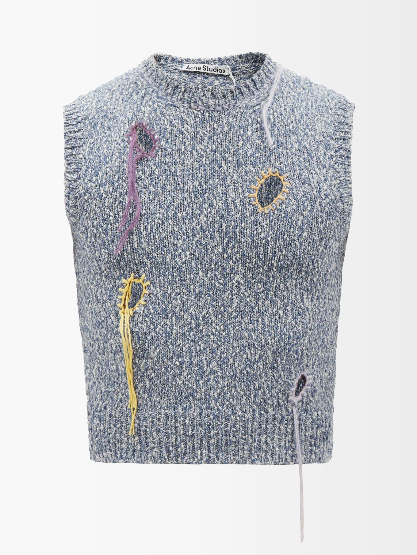 Korfeo blanket-stitched cotton-blend sweater vest | Acne Studios | Matches (UK)