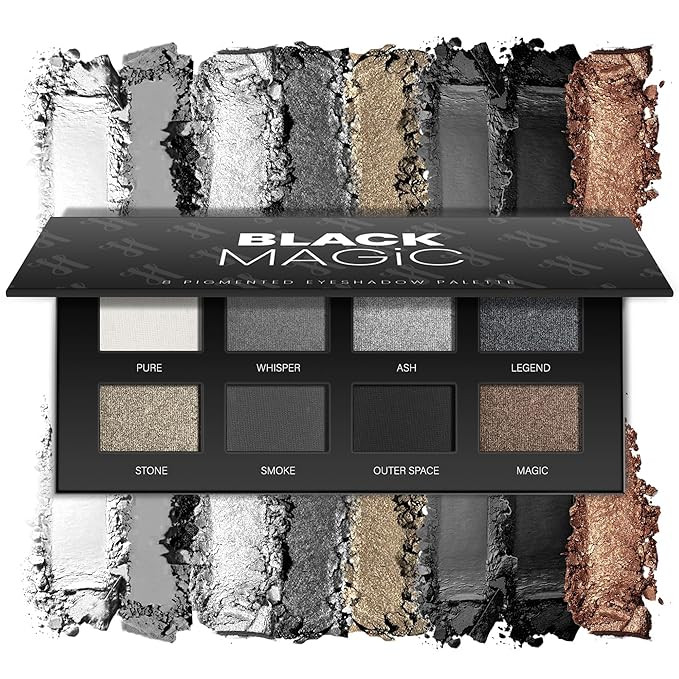 Black Smoky Eye Shadow Palette 8Color, Dark Grey Smokey Eyeshadow for Goth Makeup, Black Silver W... | Amazon (US)