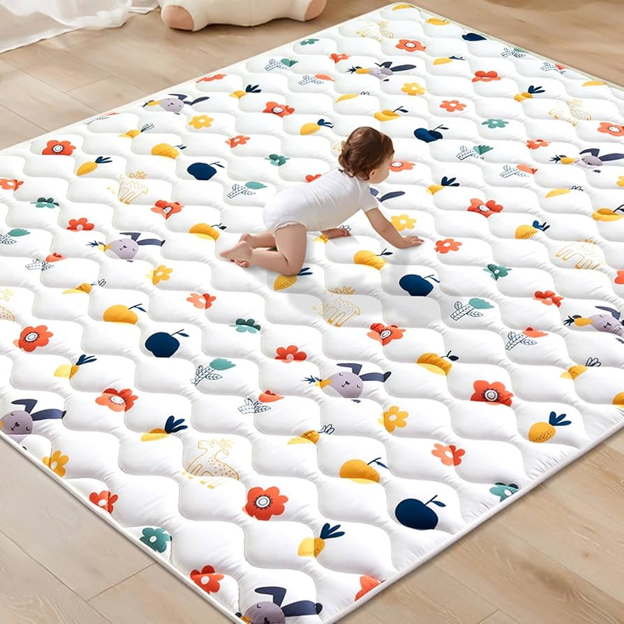 Odorless Premium Foam Baby Play Mat 79" x 71", Soft Microfiber Fabric Crawling Mat for Floor- Com... | Amazon (US)