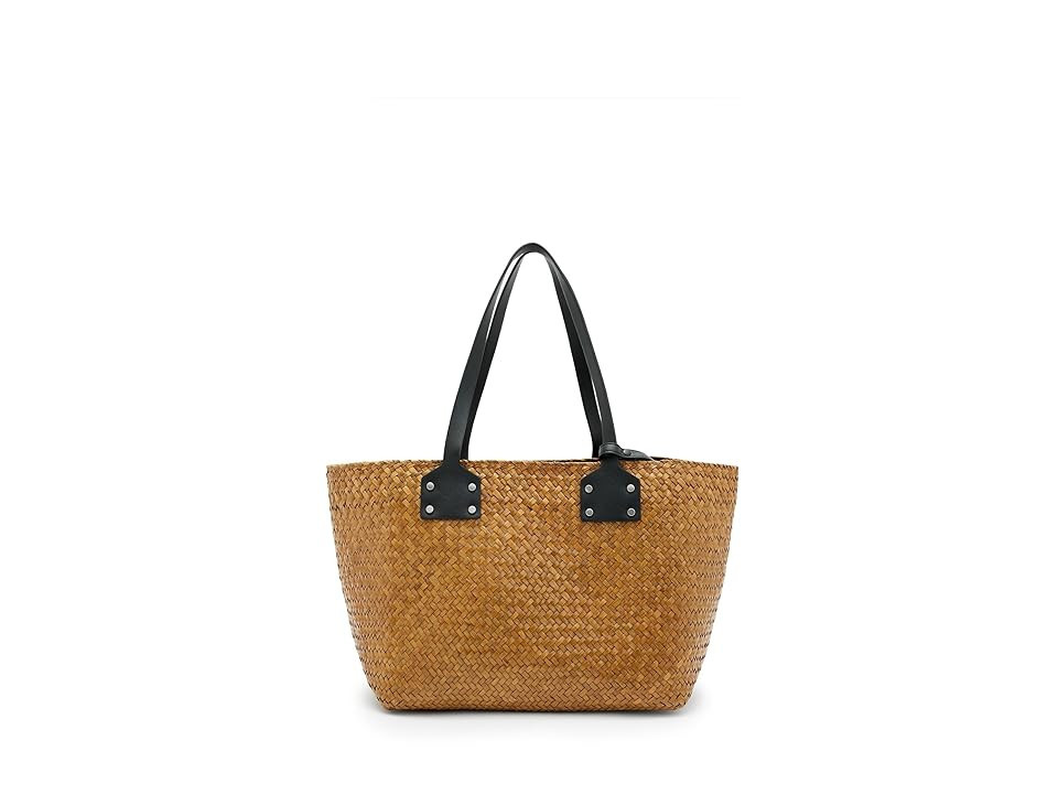 AllSaints Mosley Straw Tote Tote Handbags Almond Beige, Cotton/Straw/Twill | Zappos