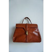 Vintage Genuine Leather Handbag/Hand Bag Portfolio Brown Purse Handle Tote Clutch Suitcase | Etsy (US)