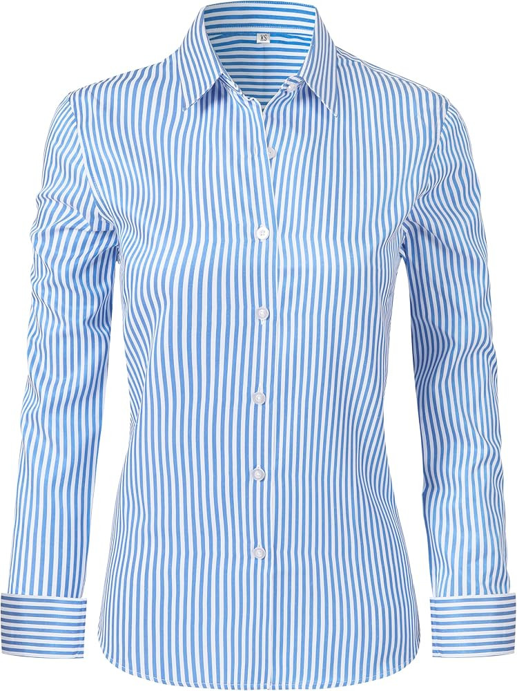 Ruisin Super Soft Wrinkle Free Button Down Shirts for Women Solid Long Sleeve Striped Formal Work... | Amazon (US)