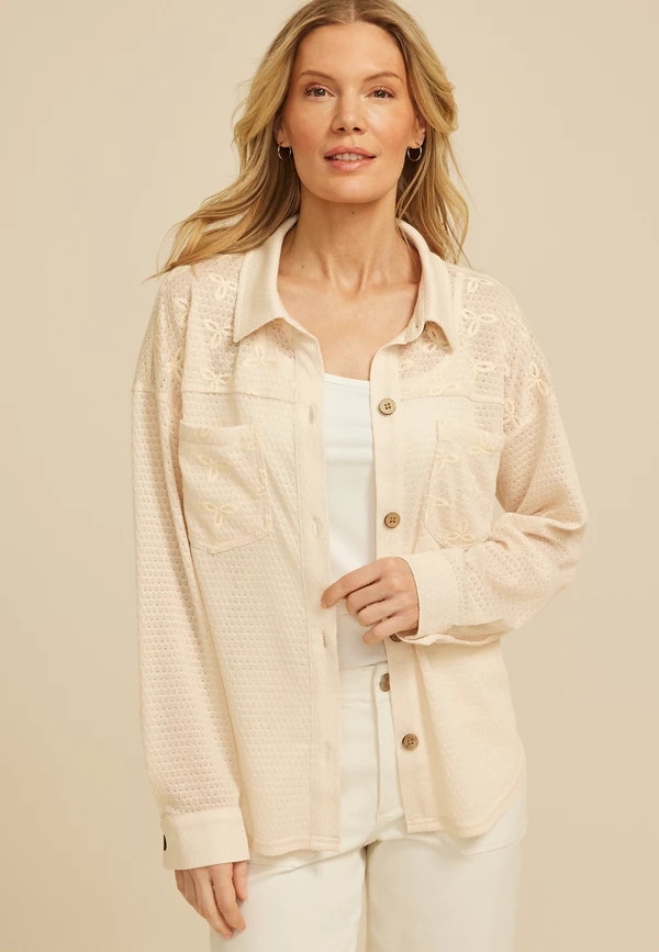 Textured Embroidered Shacket | Maurices