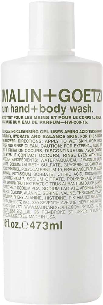 Malin + Goetz Rum Hand + Body Wash, soothing hydrating body soap for men and women, prevents dry ... | Amazon (US)