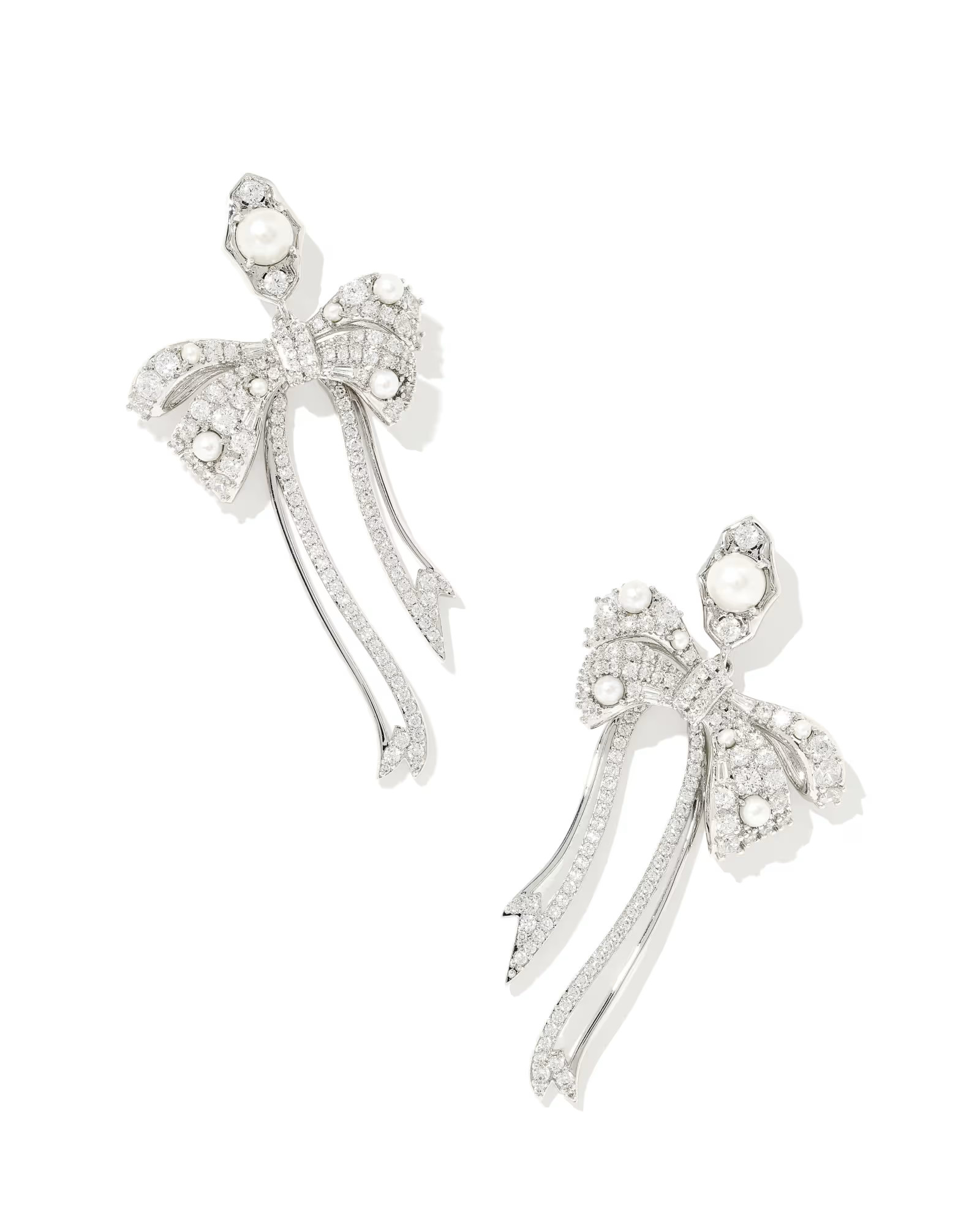 Krista Silver Bow Statement Earrings in White Mix | Kendra Scott