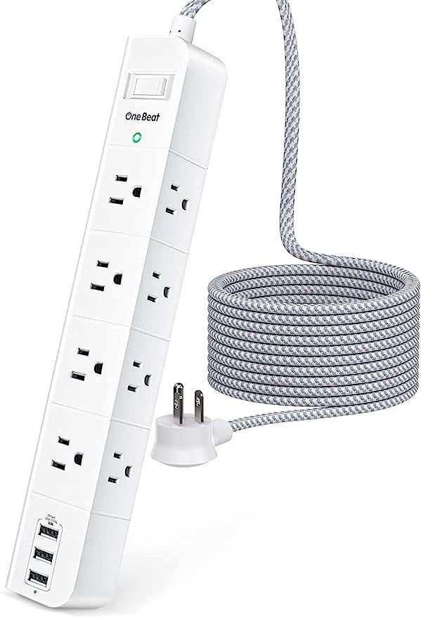 Power Strip Surge Protector - 8 Widely AC Outlets 3 USB, 5 ft Extension Cord, Flat Plug, Desktop ... | Amazon (US)