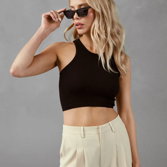Josie Ribbed Crop Tank - Black - SALE | VICI