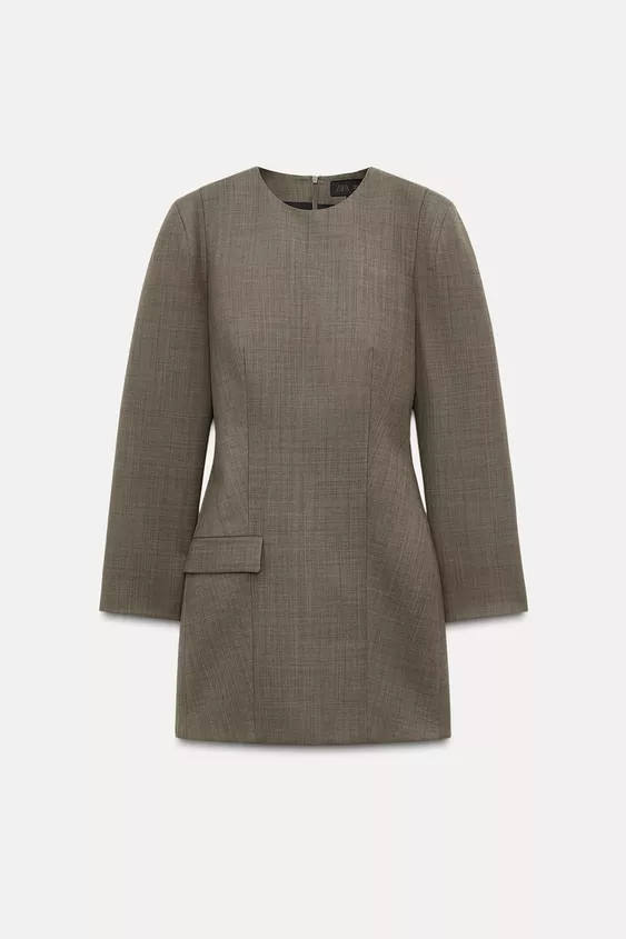 ZW COLLECTION WOOL SHOULDER PAD DRESS | Zara US