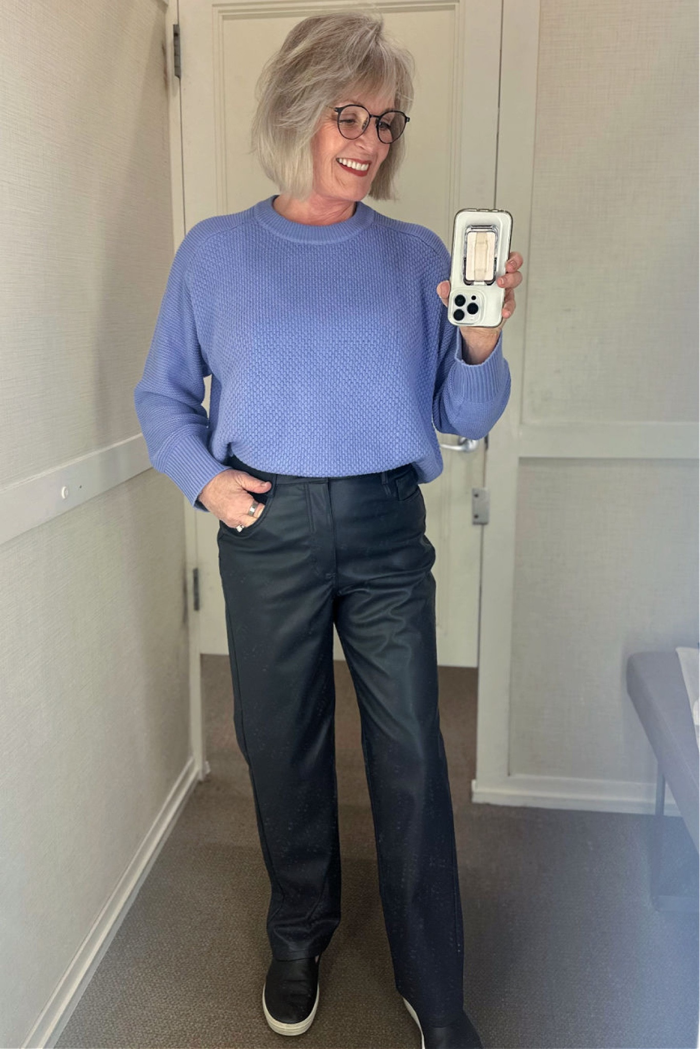 Loft sweaters are great quality at a budget-friendly price point, and this soft and comfy sweater will be great for late winter and early spring. I love the saddle sleeve is a nice change from the typical drop shoulder I see everywhere. I’m wearing the Peri color, and it comes in a pretty pink, deep blue, or soft white. It’s a cotton/acrylic blend that’s perfect for spring. These faux-leather pants are incredibly soft and come in six colors, several of which are on sale. They come in this regular (straight) cut, curvy, petite, and tall. Loft makes very nice faux leather, and the price is awesome for the quality. These pieces are classic shapes that won’t go out of style any time soon.

#fashion #fashionover50 #fashionover60 #springfashion #loft #loftfashion #fauxleatherpants #springsweater

#LTKSeasonal #LTKstyletip #LTKSpringSale