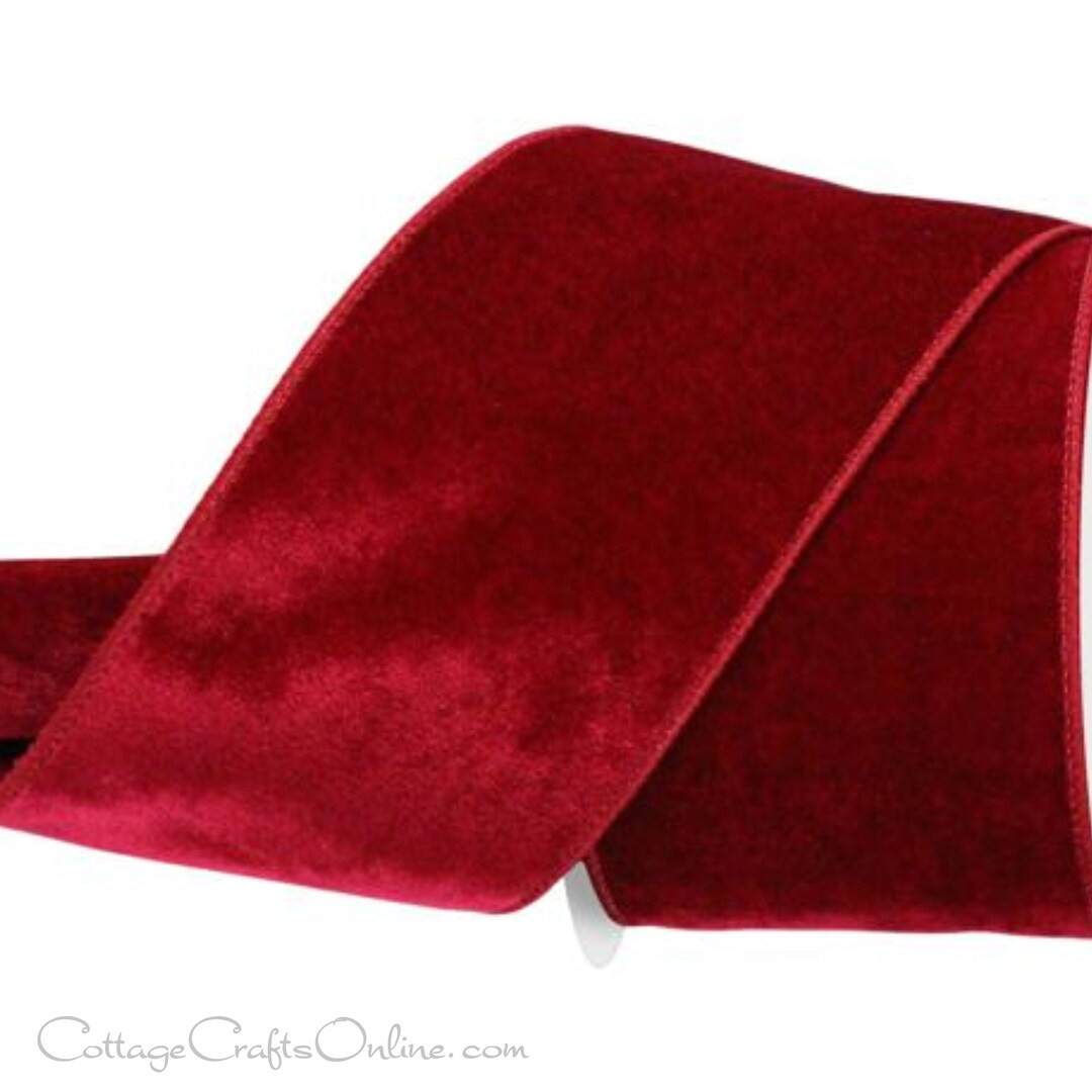 Christmas Wired Ribbon, 4 Wide, Cranberry Velvet, Satin Back TEN YARD ROLL Lowell 100 Red Craft W... | Etsy (US)