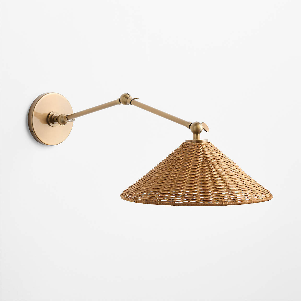 Briza Wicker Articulating Wall Sconce Light | Crate & Barrel | Crate & Barrel