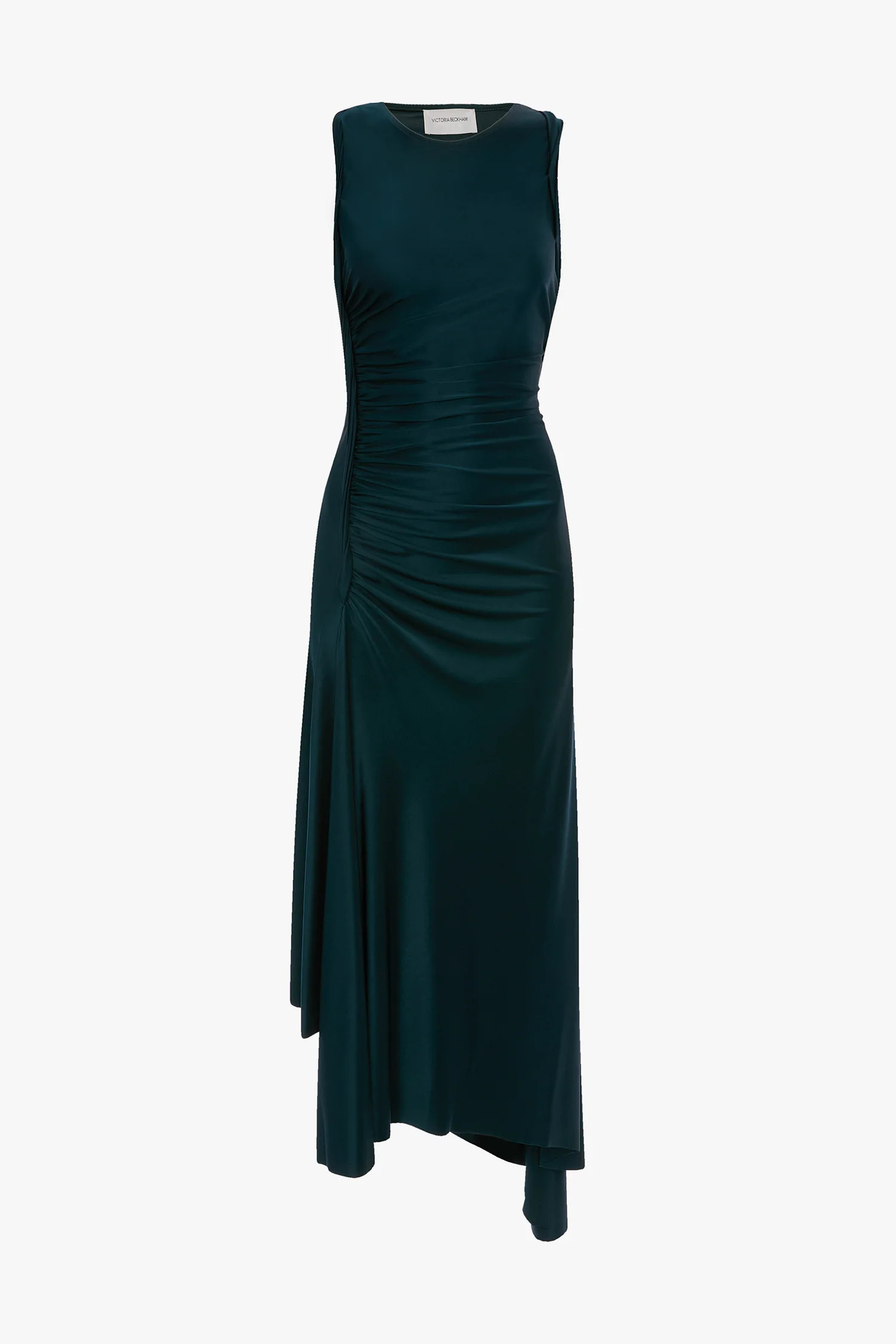 Twist Dress In Dark Teal | Victoria Beckham UK