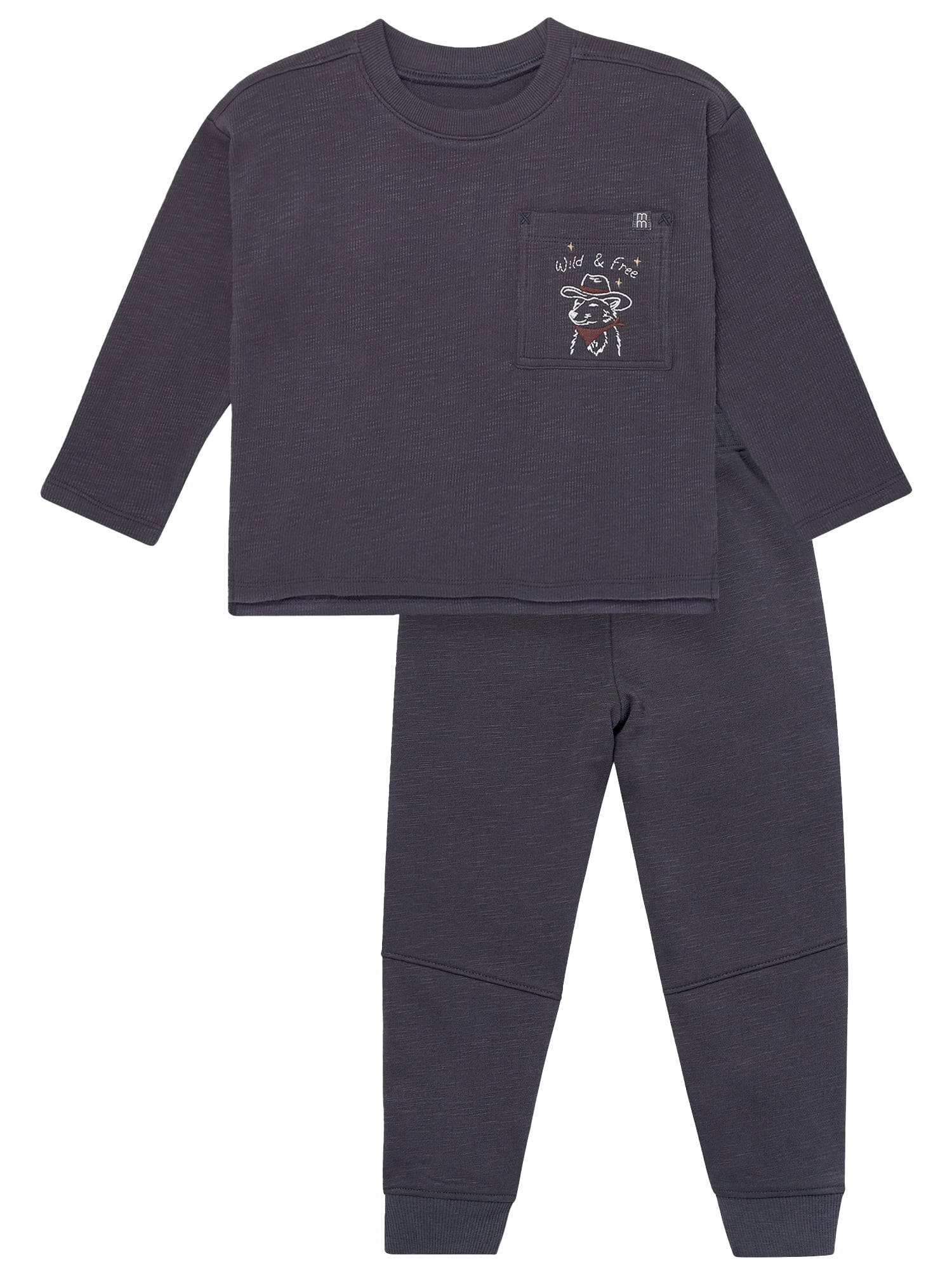 Modern Moments by Gerber Toddler Boy Organic Long Sleeve Tee and Sweatpant Outfit Set, Sizes 12 M... | Walmart (US)