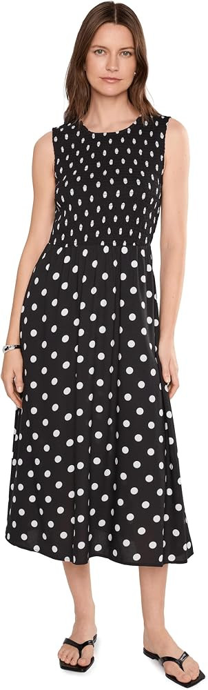 Calvin Klein Sleeveless Smocked Polka Dot Midi | Amazon (US)
