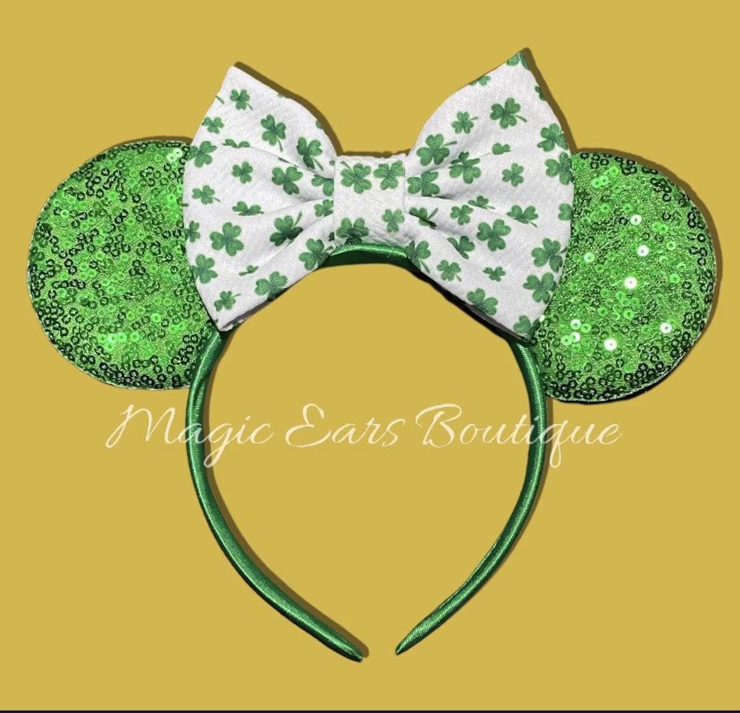 St Patricks Day Ears, Holiday Ears, St Patricks Minnie Ears, Clover Minnie Ears, Lucky Mininie Ea... | Etsy (US)