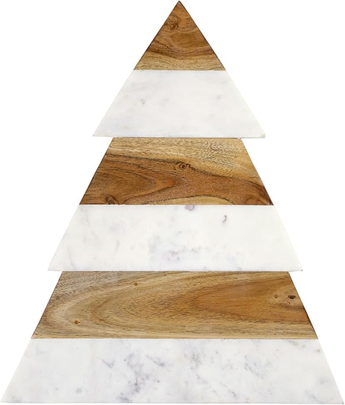 Santa Barbara Design Studio Wood and Marble Christmas Tree Shaped Charcuterie Cheese Tray, 15" x ... | Amazon (US)