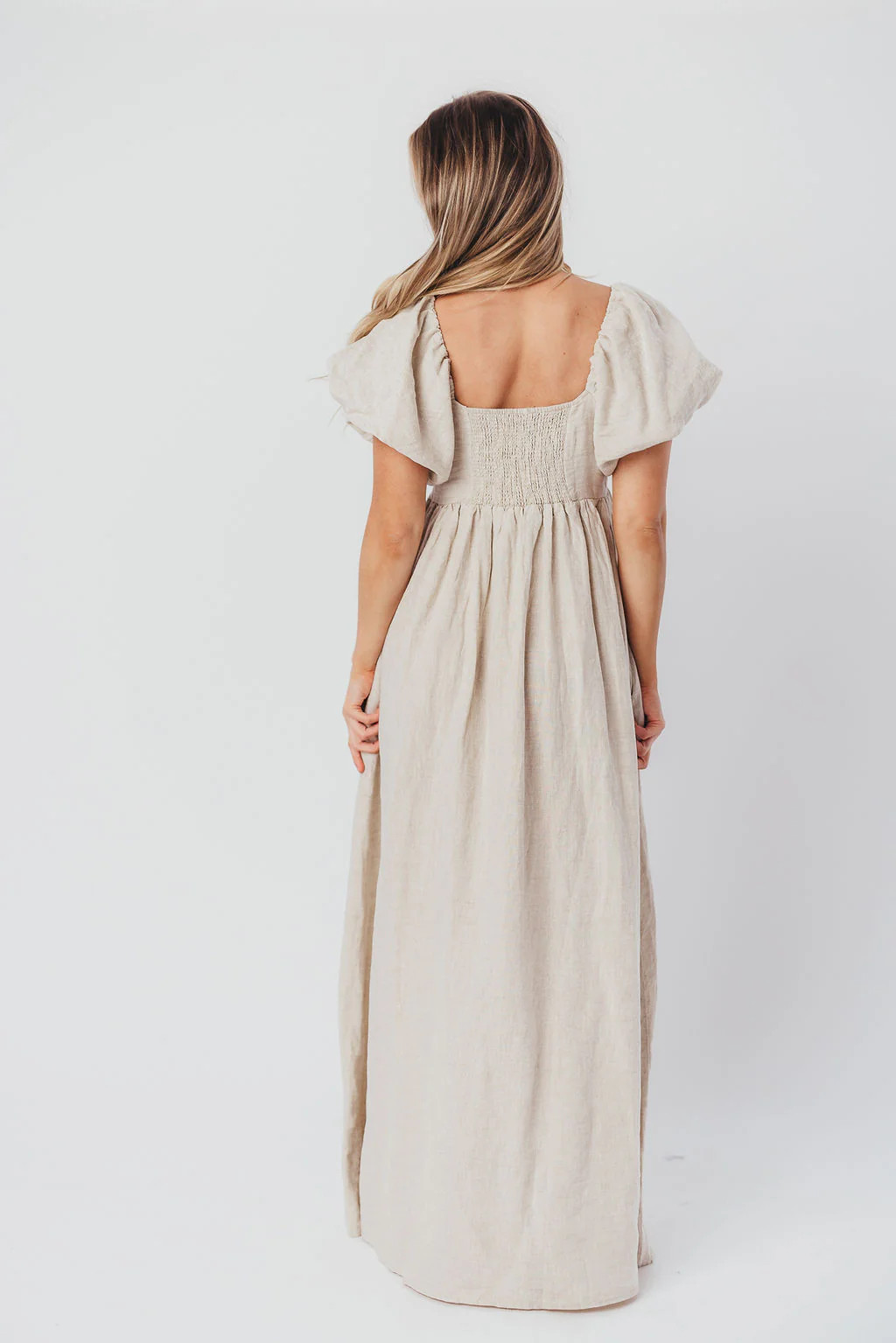 Candace Maxi Dress in Natural - 100% Linen - Bump Friendly | Worth Collective