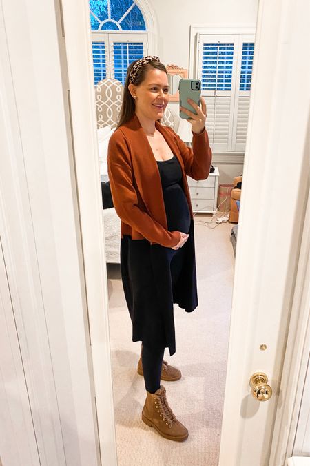 Comfiest maternity jumpsuit pieces together perfectly with sweaters & long cardigans like this! 

Coatigan. Cardigan sweater. Bump friendly. Maternity outfit. Pregnant. Shearling boots. Stuart Weitzman. Knit headband leopard. Winter outfit. Cozy outfit. 

#LTKshoecrush #LTKbump #LTKSeasonal