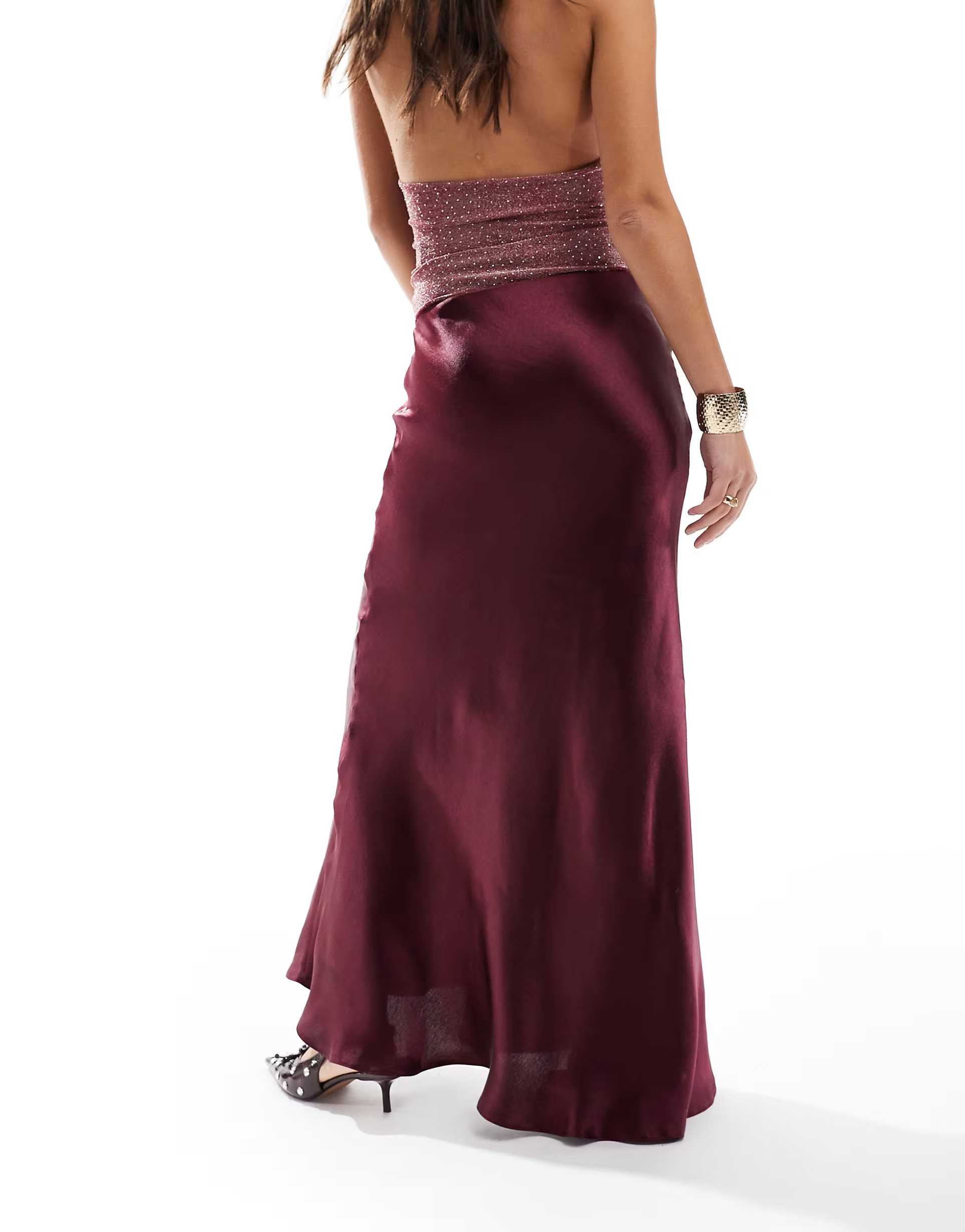 Threadbare satin maxi skirt in burgundy | ASOS | ASOS (Global)