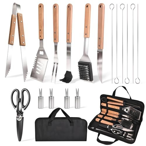 Udihch 18 Piece Outdoor BBQ Grill Set, Heavy Duty Stainless Steel Grilling Utensils Kit with Portable Carry Bag, Complete Camping Barbecue Tool Set, Ideal Grilling Gift for Men Dad Backyard BBQ Party | Amazon (US)