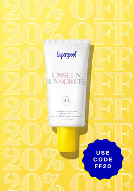 ✨Supergoop! Friends and Family Sale 20% OFF✨

🚨 Use Code FF20 🚨

The original, totally invisible, weightless, scentless sunscreen with SPF 40 that leaves a velvety finish. This innovative, antioxidant-rich multitasker has a unique oil-free formula that glides onto skin while providing broad spectrum SPF 40 protection. Use it as a makeup-gripping primer under foundation when you want a little more coverage, or on its own if you want a more natural look. It’s a totally game-changing way to wear sunscreen every day, and it will have you SPF-Obsessed™.

Unseen sunscreen 
Tinted sunscreen 
Spring party 
Summer party
Summer essentials 
Travel essentials 
Getaway essentials 
Vacation essentials 
Toddlers essentials 
Beauty
Skincare routine 
Skin protection 
Sun cream
Body sunscreen 
Face sunscreen 
Lips sunscreen 
Baby sunscreen 
Makeup routine 
Makeup essentials 
Backyard entertaining 
Mother’s Day gift guide
Birthday gift guide
Gifts for her
Gifts for him
Christmas gift guide
Christmas Gift Ideas
New on sale
Backyard entertaining 
#LTKGiftGuide #LTKGifts  #LTKFashion #liketkit #LTWomens #LTKMens #LTKBeMine #LTKMothersDay
#liketkit #LTKHalloween #LTKsalealert #LTKSeasonal #LTKbump #LTKstyletip #LTKshoecrush #LTKbeauty #LTKbaby #LTKunder50 #LTKunder100 #LTKkids #LTKswim #LTKfamily


#LTKtravel #LTKswim #LTKSeasonal