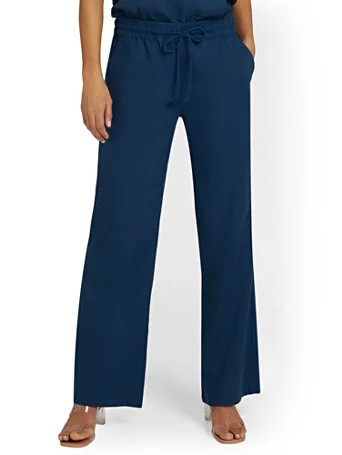Linen-Blend Tie-Waist Wide-Leg Pant - New York & Company | New York & Company