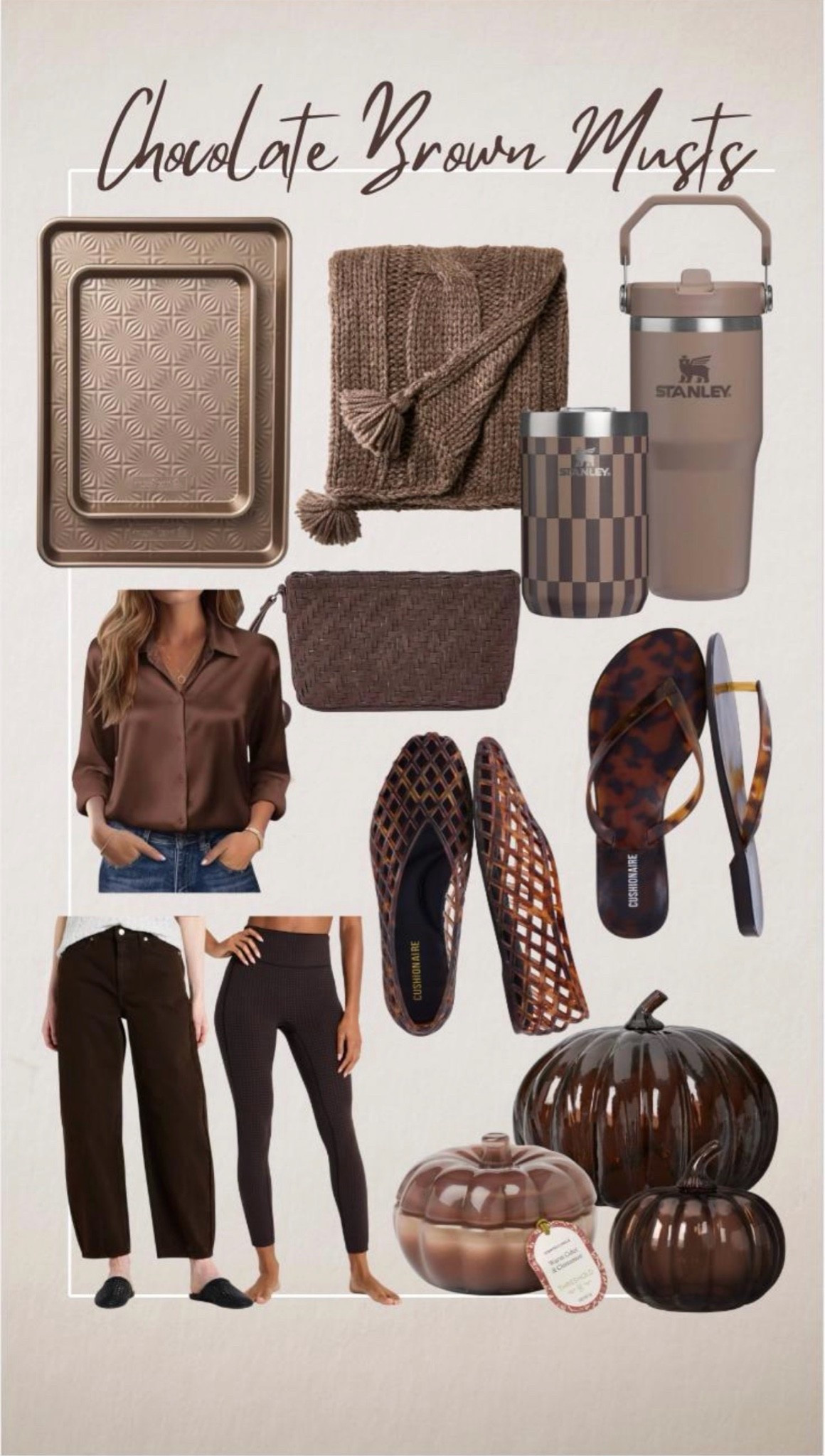 Some amazingly delicious chocolate brown must haves for Fall! All from @Target  I have the jeans in white and wear the 8, regular. Also have the Jelly's in a nude color and they're SO comfy! Leggings, I wear a M.

#LTKSeasonal #LTKPetite #LTKHome