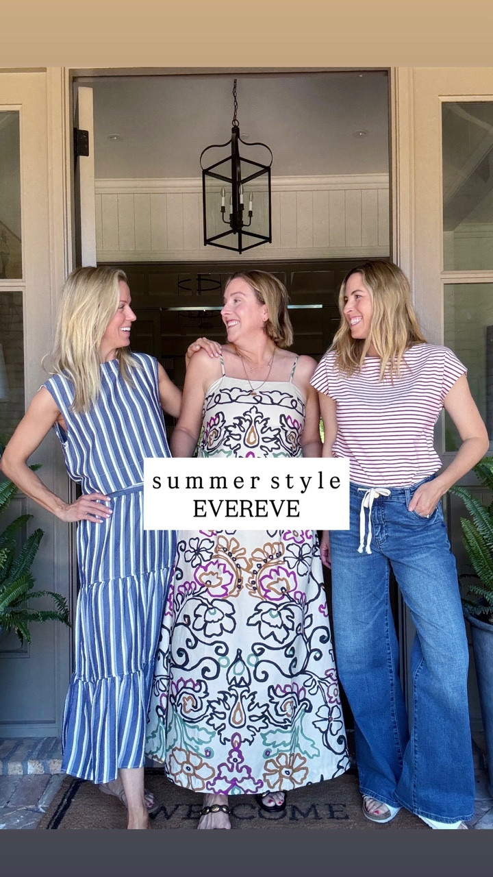 Summer Looks from @evereveoffcial! 🤩

It’s high summer and we are embracing the backyard bbqs, summer travel and long laid-back days. Linking all three of these looks which we will be reaching for all summer long!

Sizing Notes:
Dress runs tts. Allison in a medium.
Set: runs tts. Gretchen in a smalls. 
Tee and jeans: tee tts. Laura in a small. Jeans are tts, but Laura sized up one for a roomier fit. Wearing a 4. She is 5’6.” 


#EverevePartner
#EvereveStyle


#LTKSeasonal #LTKTravel #LTKOver40