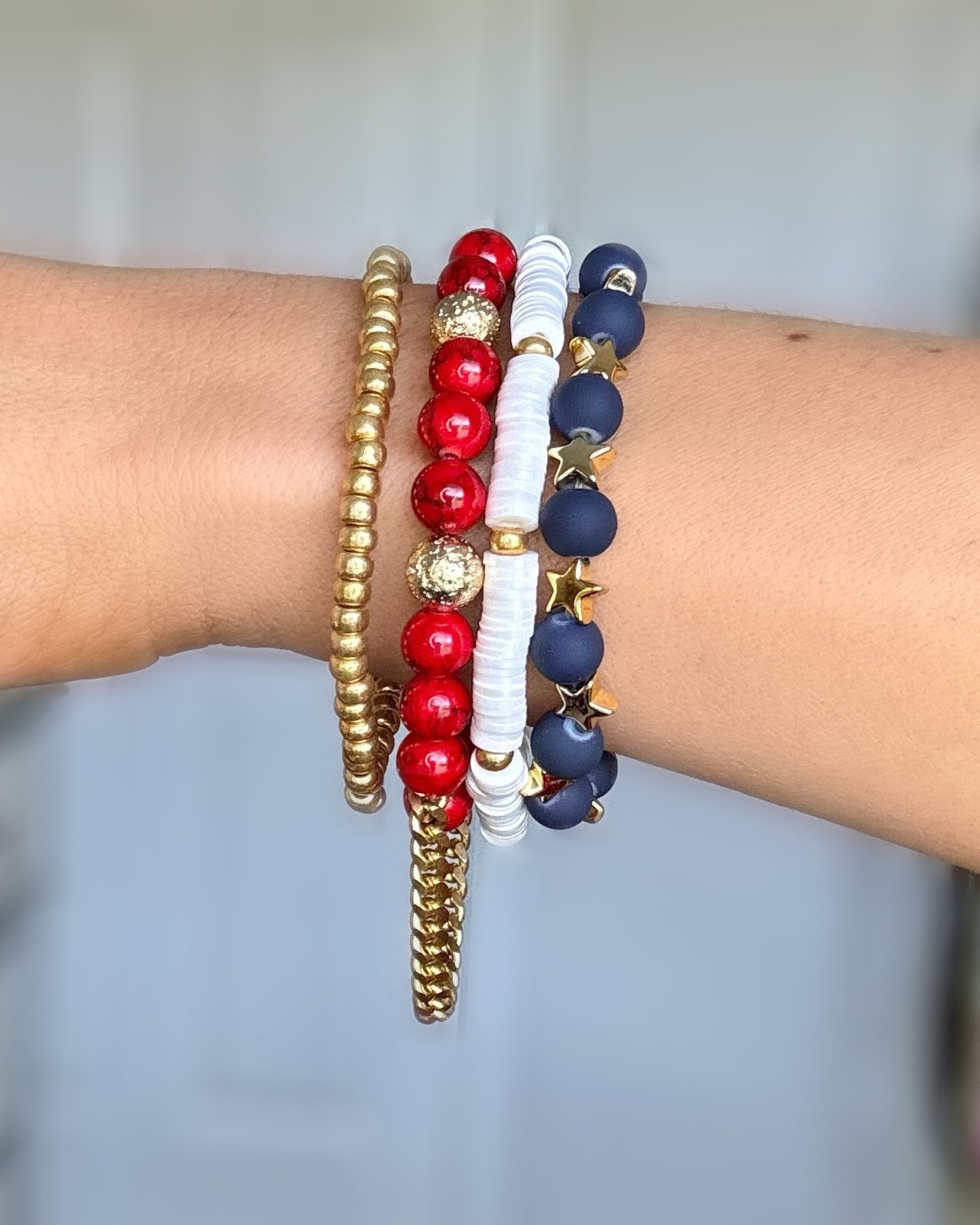 Bracelet stacks for the 4th of July! 

Patriotic / bracelet stack / arm candy / jewelry / red white and blue / Fourth of July / Jewelry inspo / accessories / bracelets 

#bracelet #jewelry #braceletstack #armcandy #jewelryinspo #bracelets #jewleryinspiration #styleinspo #patriotic #redwhiteandblue #4thofjulyoutfit #4thofjuly 

#LTKFindsUnder100 #LTKStyleTip #LTKSeasonal