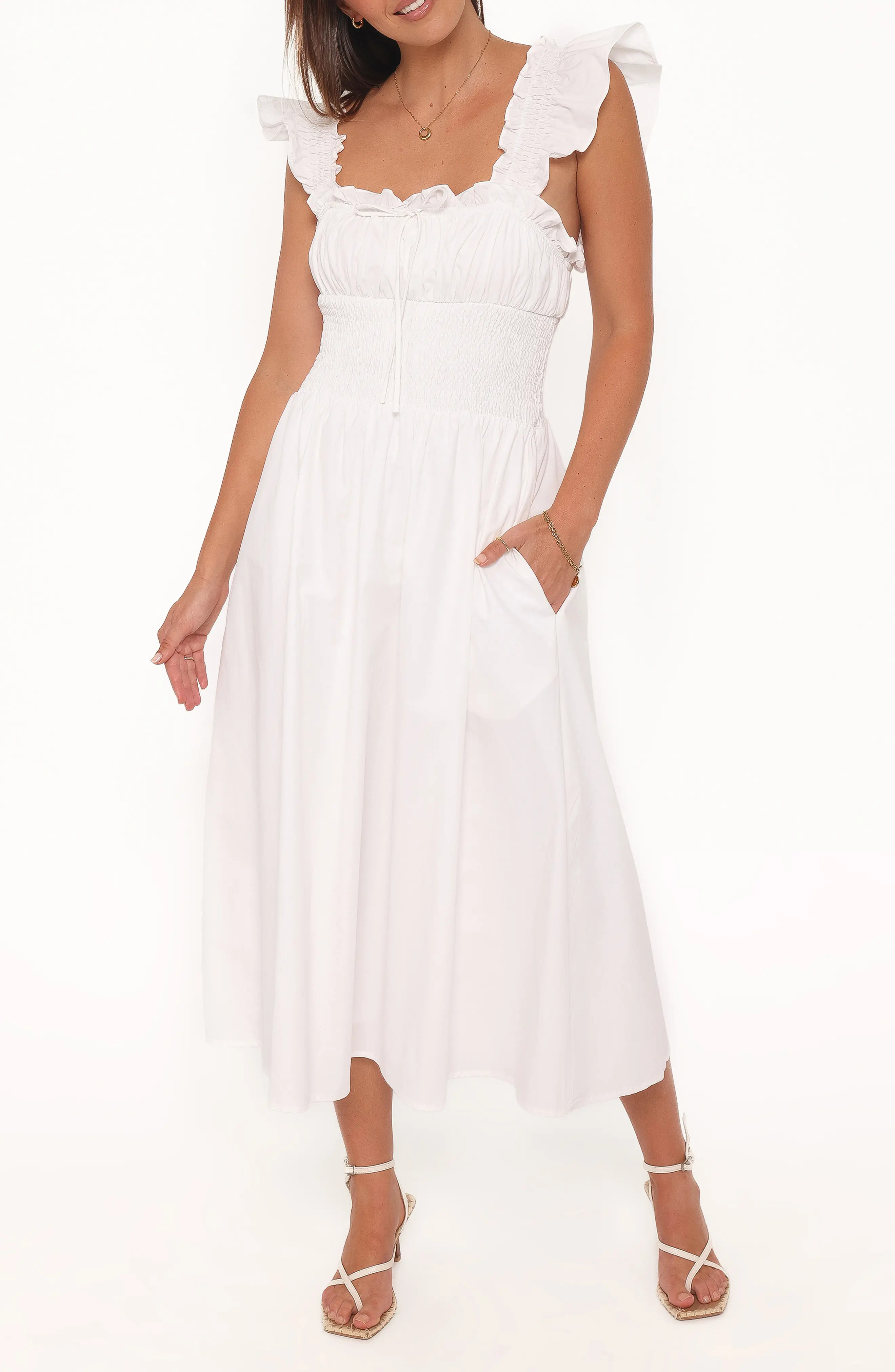 Petal & Pup Bronte Ruffle Strap Midi Dress (Women) | Nordstrom | Nordstrom