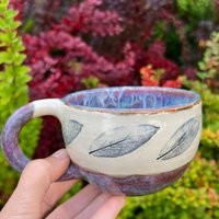 Coffee Tea Mug, Handmade Stoneware Mug, Botanical Ceramic Cup, Sage Leaves, Nature Lover Gift | Etsy (US)