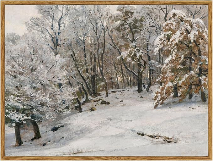 ARPEOTCY Framed Canvas Wall Art, Winter Landscape Christmas Decor, Living Room Snow Scenery Paint... | Amazon (US)