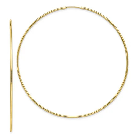10k Yellow Gold Endless Tube Hoop Earrings Ear Hoops Set Round | Walmart (US)