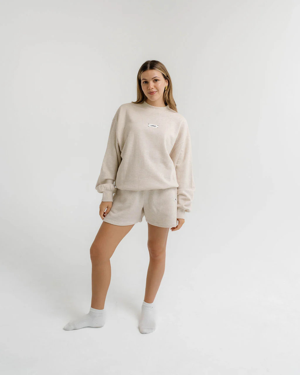 Core Crewneck Heathered Oatmeal | Lately Lounge The Label