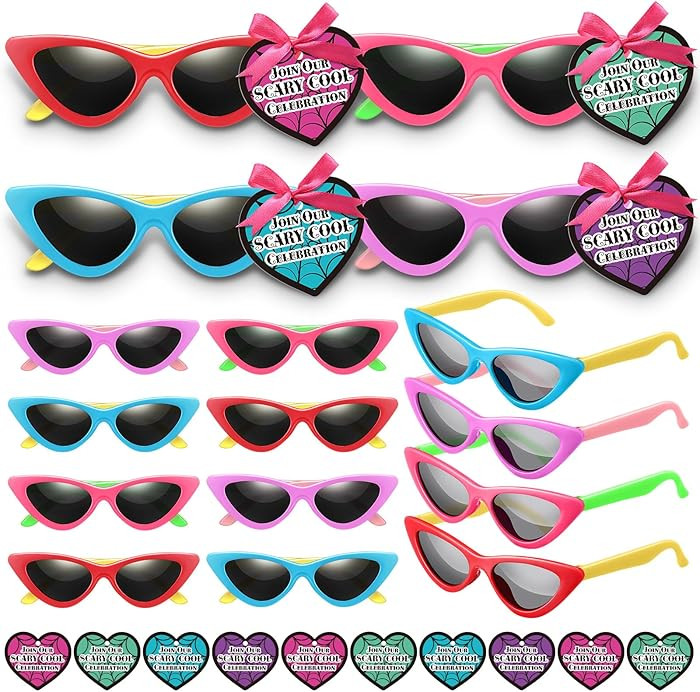 Kingdder 16 Pack Kpop Party Favors Cat Eye Sunglasses Pink Purple Blue Red Monster Party Supplies... | Amazon (US)