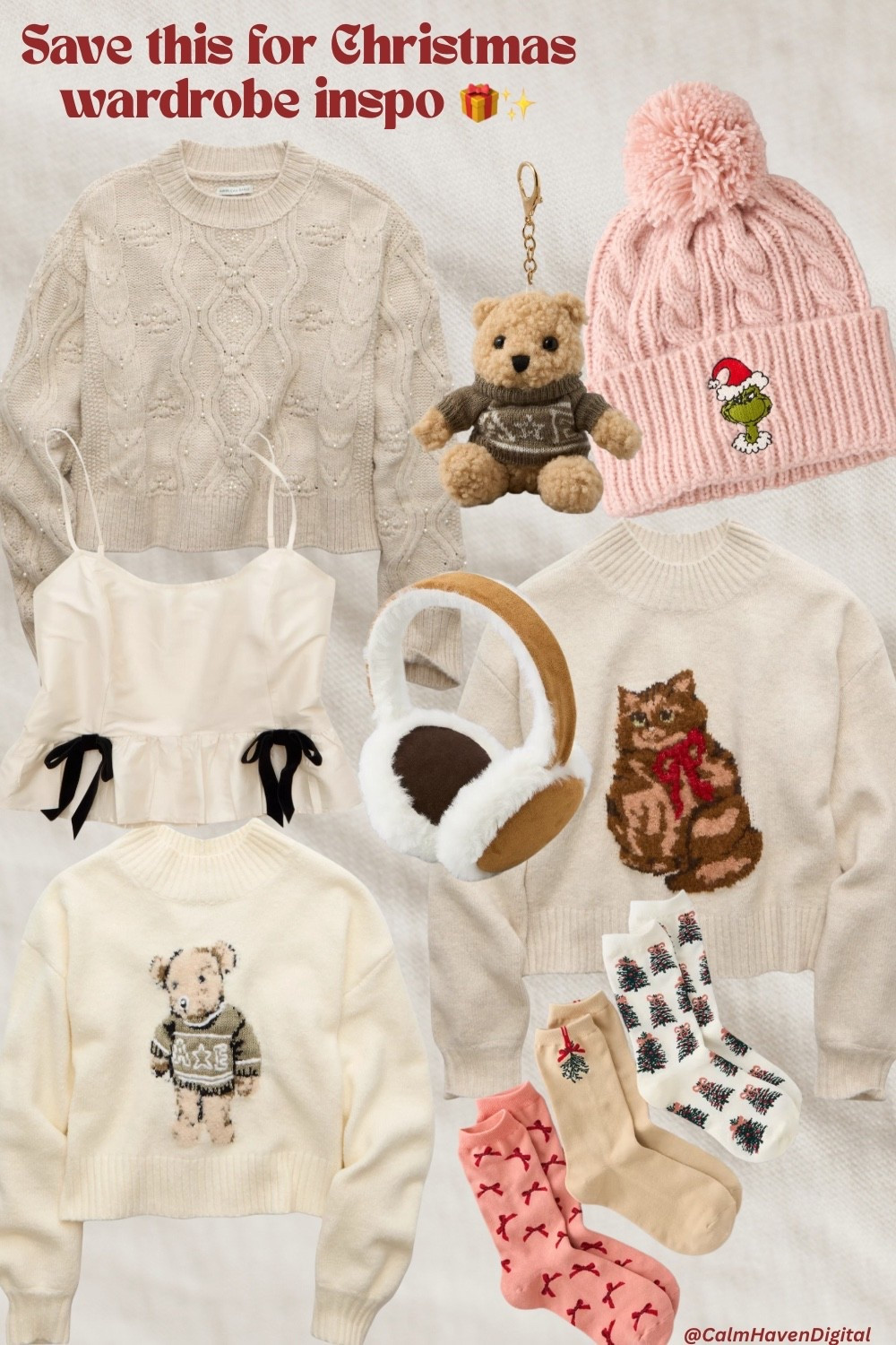 Soft girl Christmas outfits that feel like sugar cookies + snowy mornings ☁️🧸🎀 Cozy knits, teddy bears, earmuffs & all the neutral holiday vibes.

#LTKGiftGuide #LTKHoliday #LTKSeasonal