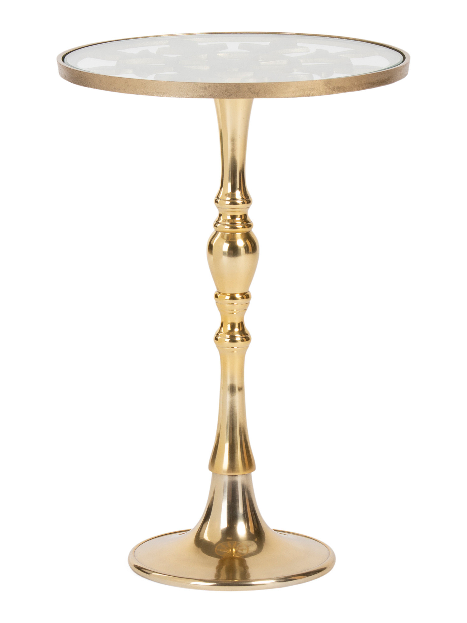 24in Cast Aluminum Faux De Lys Polished Brass Table | TJ Maxx