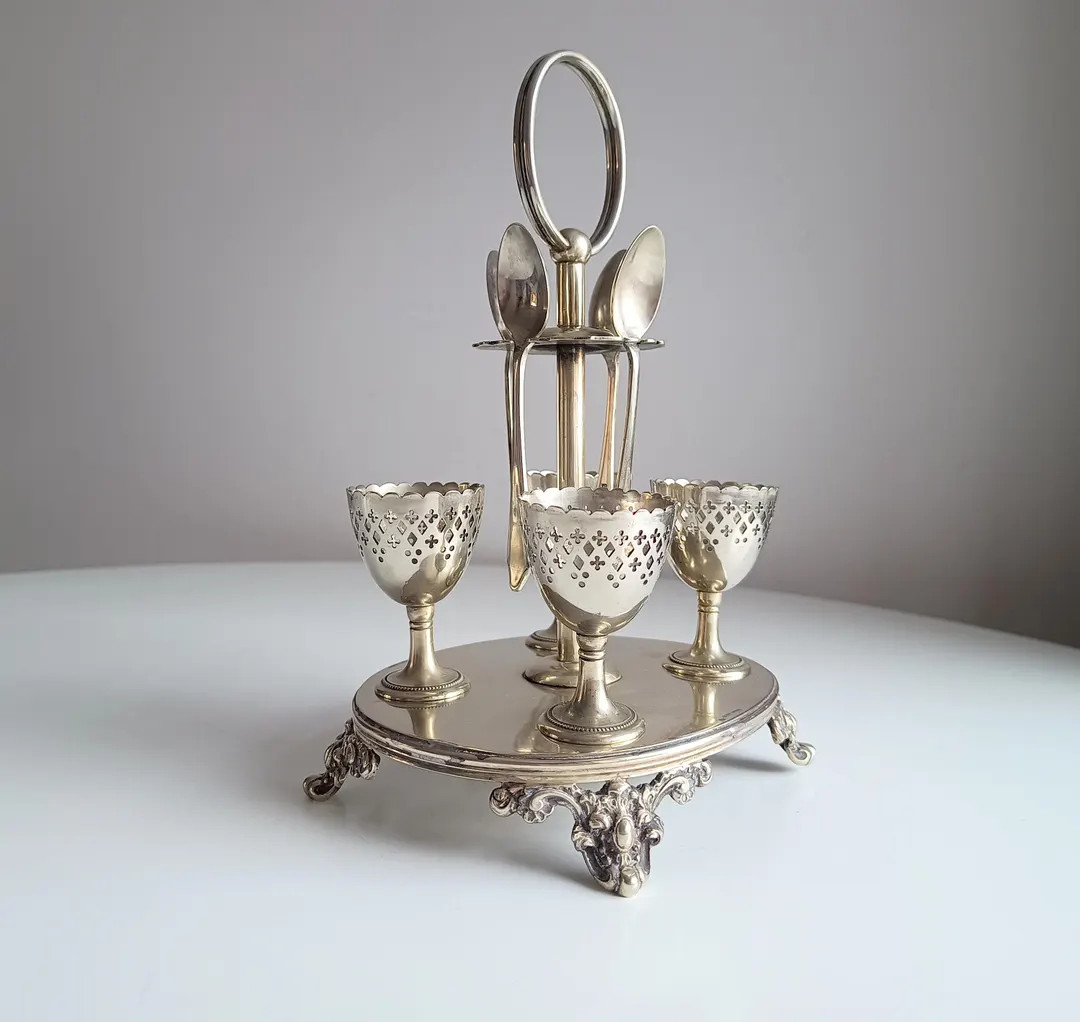 Victorian English Decorative Egg Cups Server Display Stand: Vintage Breakfast Cruet Set | Etsy (Global)