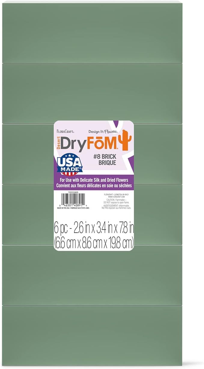 Amazon.com: FloraCraft Floral Desert DryFōM 6 Piece Brick 2.6 Inch x 3.4 Inch x 7.8 Inch Green :... | Amazon (US)
