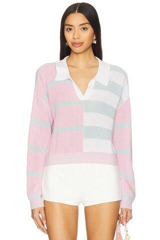 Central Park West Colorblock Cropped Stripe Polo in Pink Multi from Revolve.com | Revolve Clothing (Global)