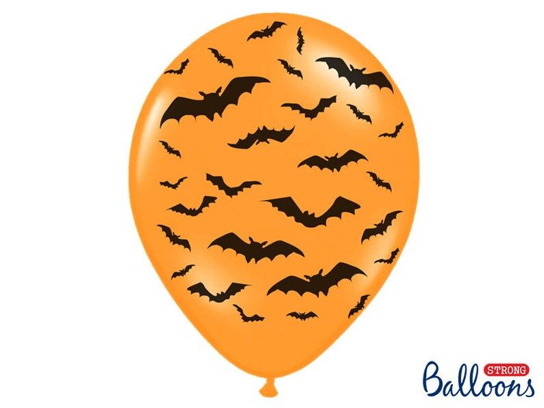 6 Orange Balloons with Black Bats, Latex Halloween Balloons, Halloween Balloons, Orange Halloween... | Etsy (US)