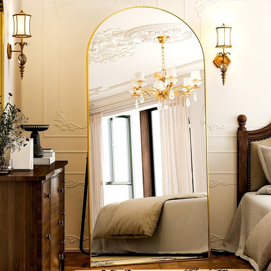 GLSLAND-38x77 inch Arched Full Length Mirror - Floor Mirrors Aluminum Alloy Frame Full Body Dress... | Amazon (US)