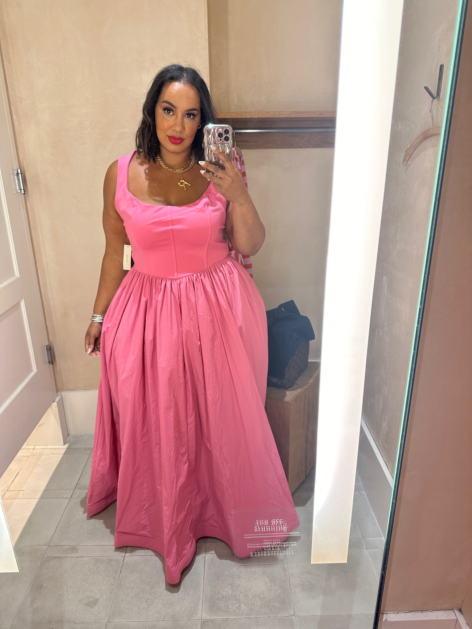 Love this dress from Anthropologie. Its the perfect shade of pink! Also comes in black. Wearing xl and runs a tad largeer


#LTKParties #LTKWedding #LTKPlusSize