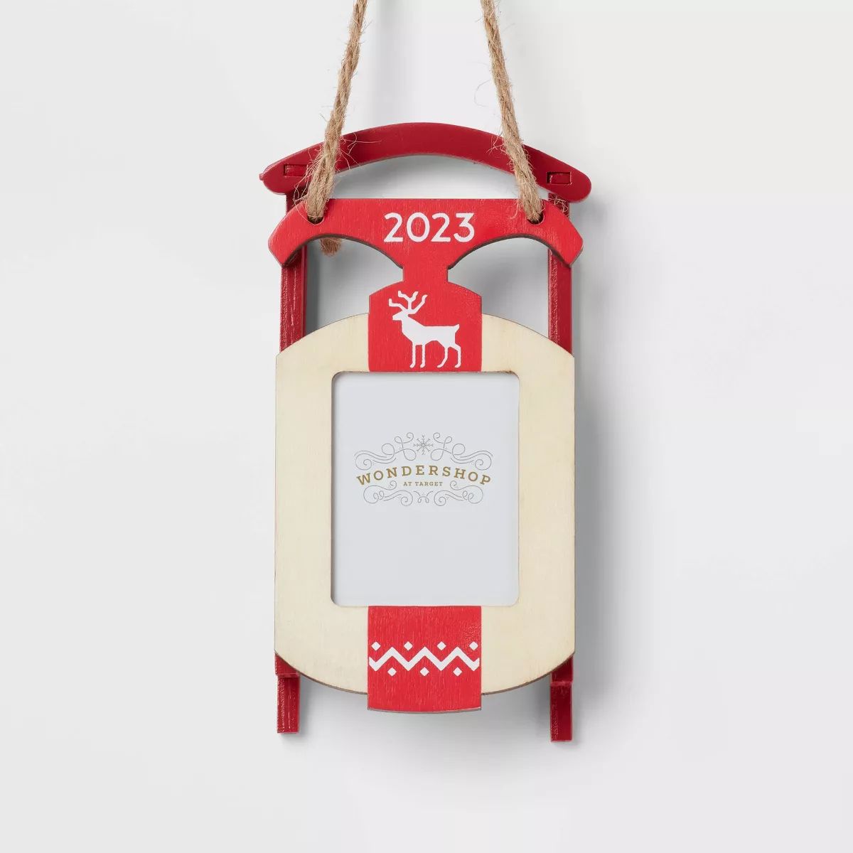 2023 Wood Sled Picture Frame Christmas Tree Ornament - Wondershop™ ​​​​​​​" | Target