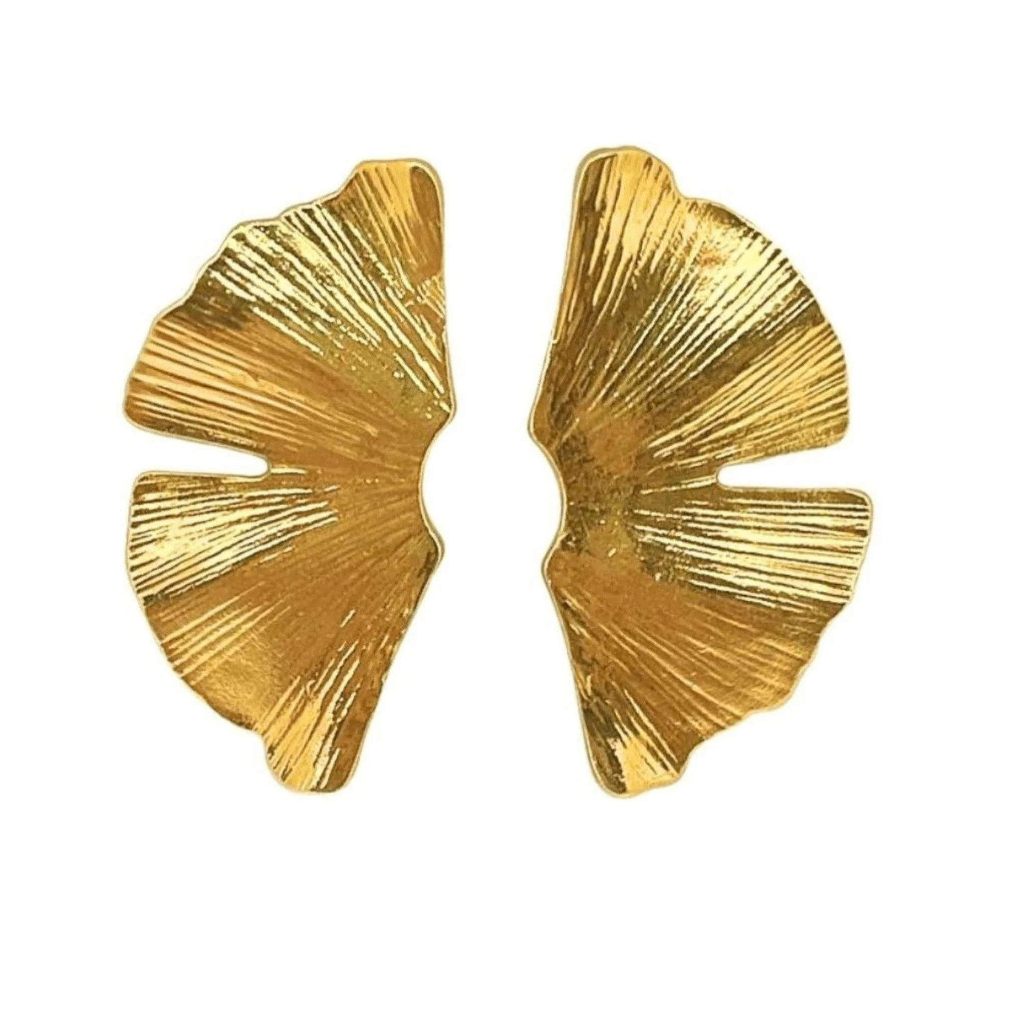 Big Leaf Stud Earrings | Gold One Size | DOORS NYC
