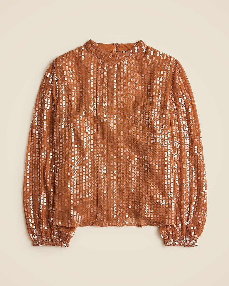 Sequin mockneck top | J. Crew US